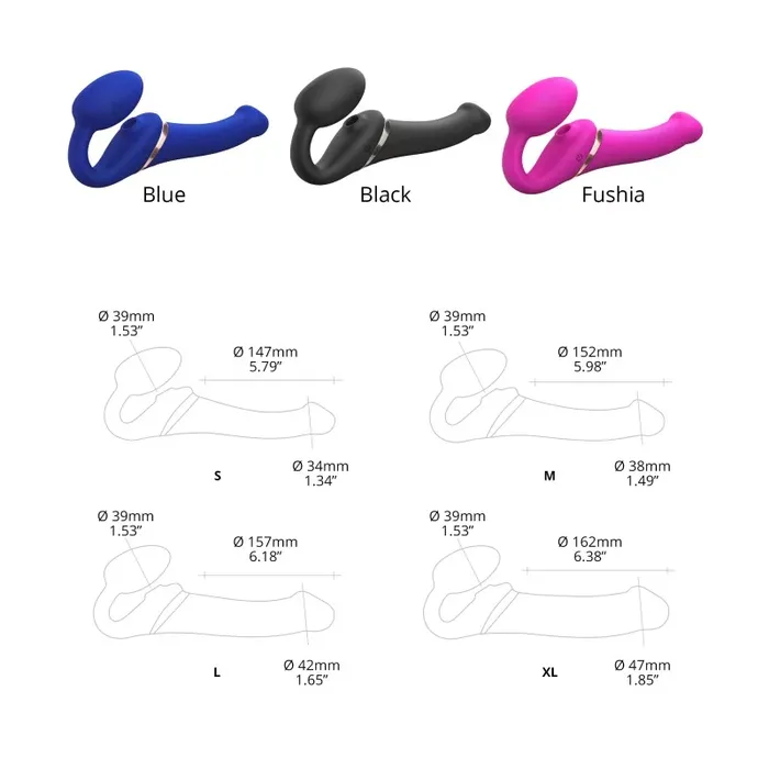 Female Sex Toys StrapOnMe StrapOnMe 3 Motor Clit Suction Vibrating Strapless StrapOn Fuchsia Medium