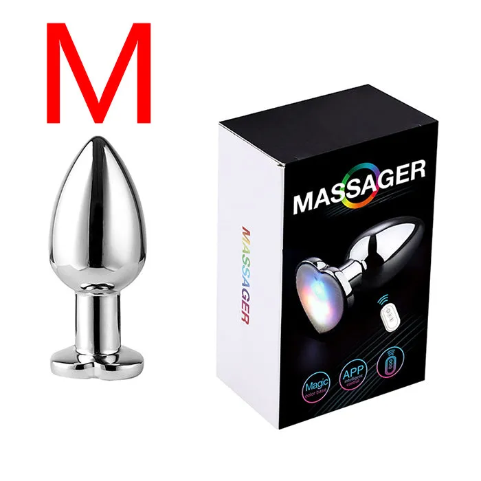 Onion Toy Anal Remote Controlling Stainless Steel Heart Lighting Anal Plug
