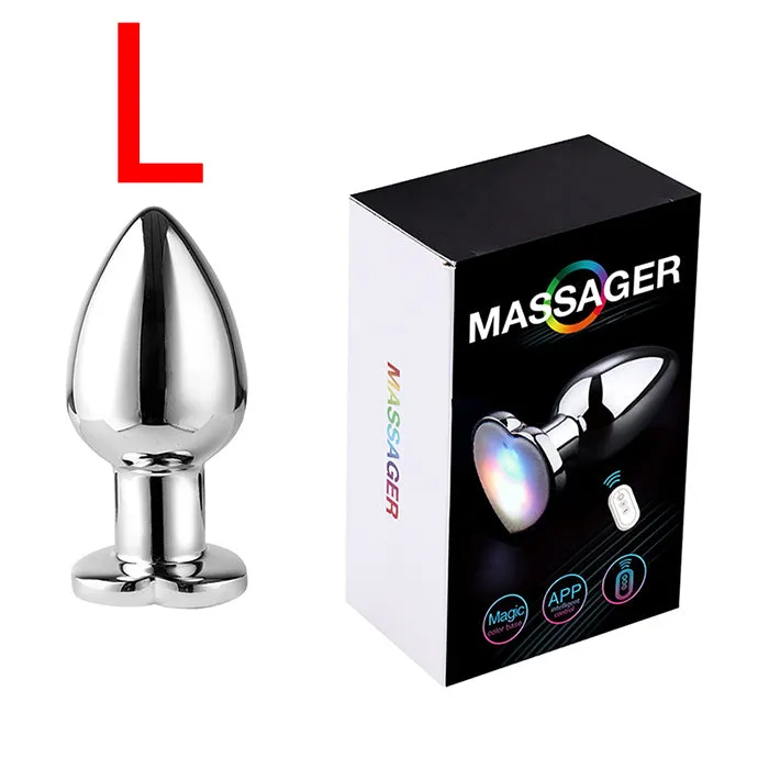 Onion Toy Anal Remote Controlling Stainless Steel Heart Lighting Anal Plug
