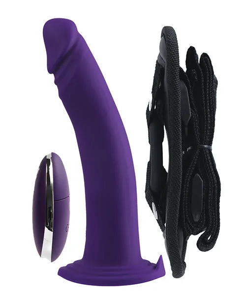 Savvy Co Vibrators Vedo Diki Rechargeable Vibrating Dildo Wharness Deep Purple