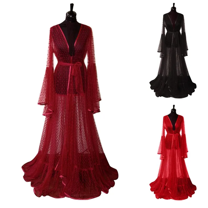 Taras Teazers Vibrators Long Tulle Transparent Robe
