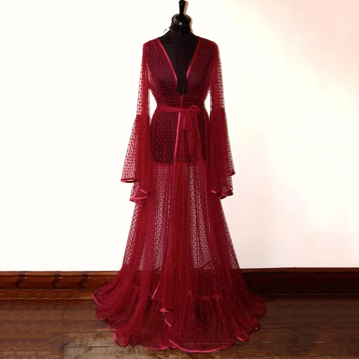 Taras Teazers Vibrators Long Tulle Transparent Robe