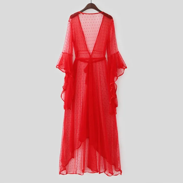 Taras Teazers Vibrators Long Tulle Transparent Robe