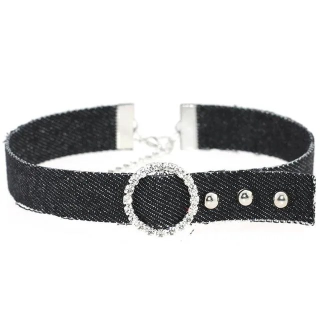 Collars Leashes Bdsm Denim Collar Sexy Choker Necklace Punk Bondage Restraints Kink Fetish House of Dasein Couples