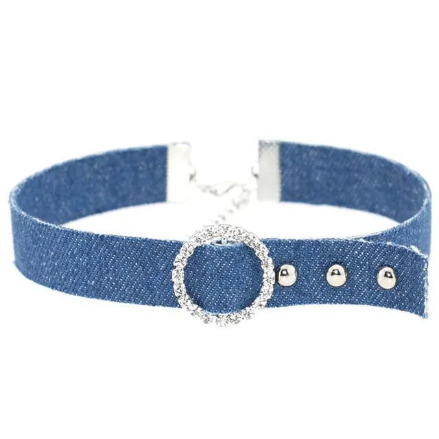 Collars Leashes Bdsm Denim Collar Sexy Choker Necklace Punk Bondage Restraints Kink Fetish House of Dasein Couples