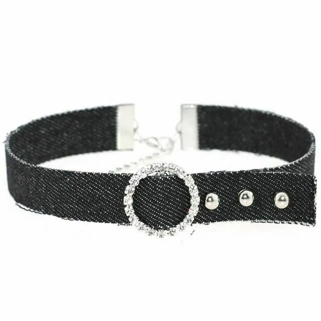 Collars Leashes Bdsm Denim Collar Sexy Choker Necklace Punk Bondage Restraints Kink Fetish House of Dasein Couples