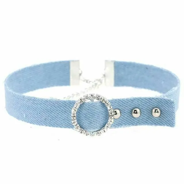 Collars Leashes Bdsm Denim Collar Sexy Choker Necklace Punk Bondage Restraints Kink Fetish House of Dasein Couples