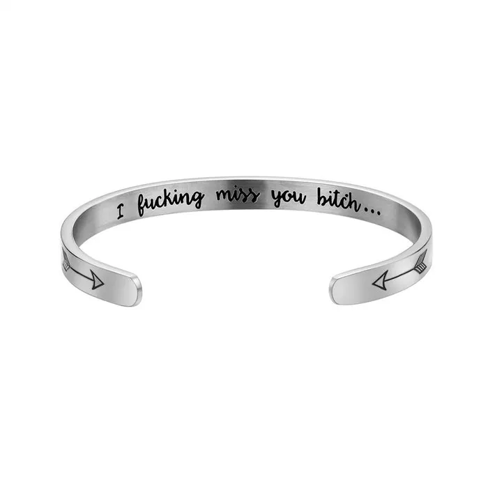 Female Sex Toys House of Dasein Fetish Shirts Tops CShaped Opening Bracelet Handicraft Creative Engraving I Fucking Miss You Bitch Female Sex Toys House of Dasein Fetish Shirts Tops CShaped Opening Bracelet Handicraft Creative Engraving I Fucking Miss You Bitch