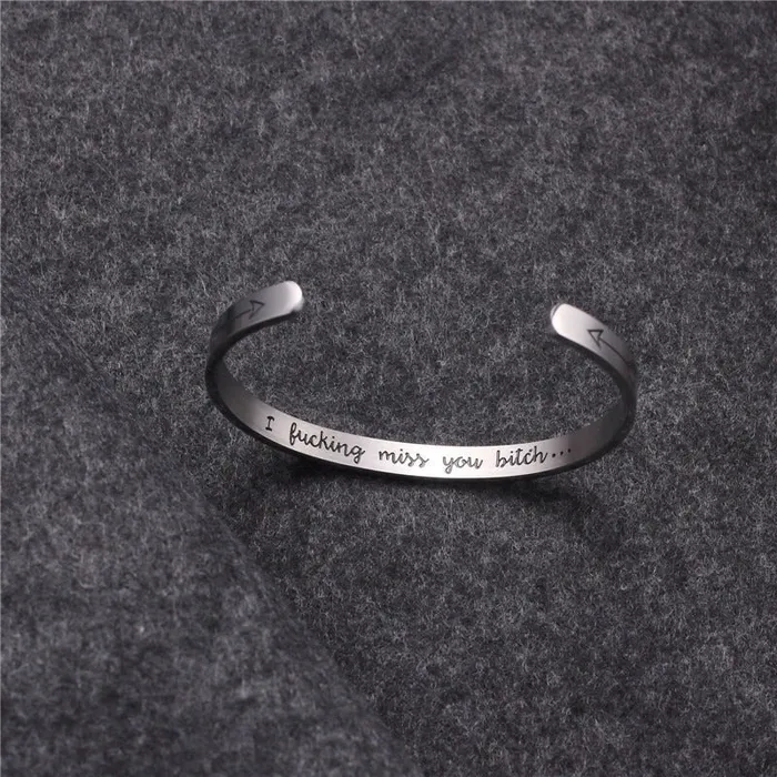 Female Sex Toys House of Dasein Fetish Shirts Tops CShaped Opening Bracelet Handicraft Creative Engraving I Fucking Miss You Bitch
