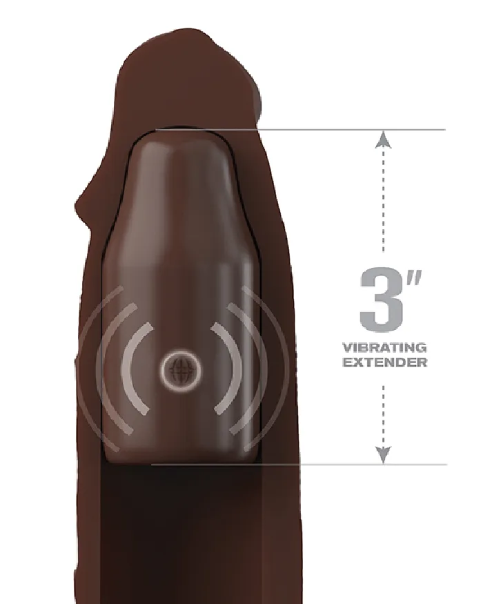 Male Sex Toys Pipedream Products Fantasy 9 Inch Vibrating Silicone Penis Extension with Remote Control Chocolate