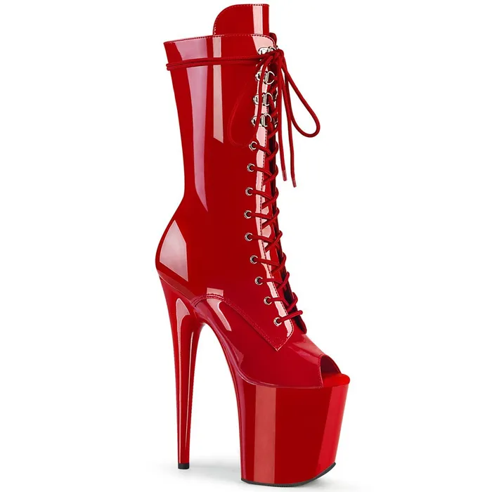 Seductive1051 Exotic Boot Red Patent CHASTITY CAGE CO Vibrators