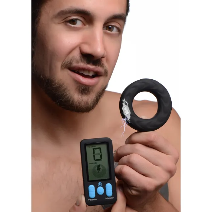 Male Sex Toys EStim Pro Silicone Cock Ring With Remote Black XR Brands Zeus Electrosex Male Sex Toys EStim Pro Silicone Cock Ring With Remote Black XR Brands Zeus Electrosex