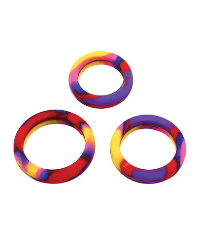 Male Sex Toys Gender Fluid Grip Me Tension Cockrings 3 Pack TieDye Thank Me NowShibari Wands