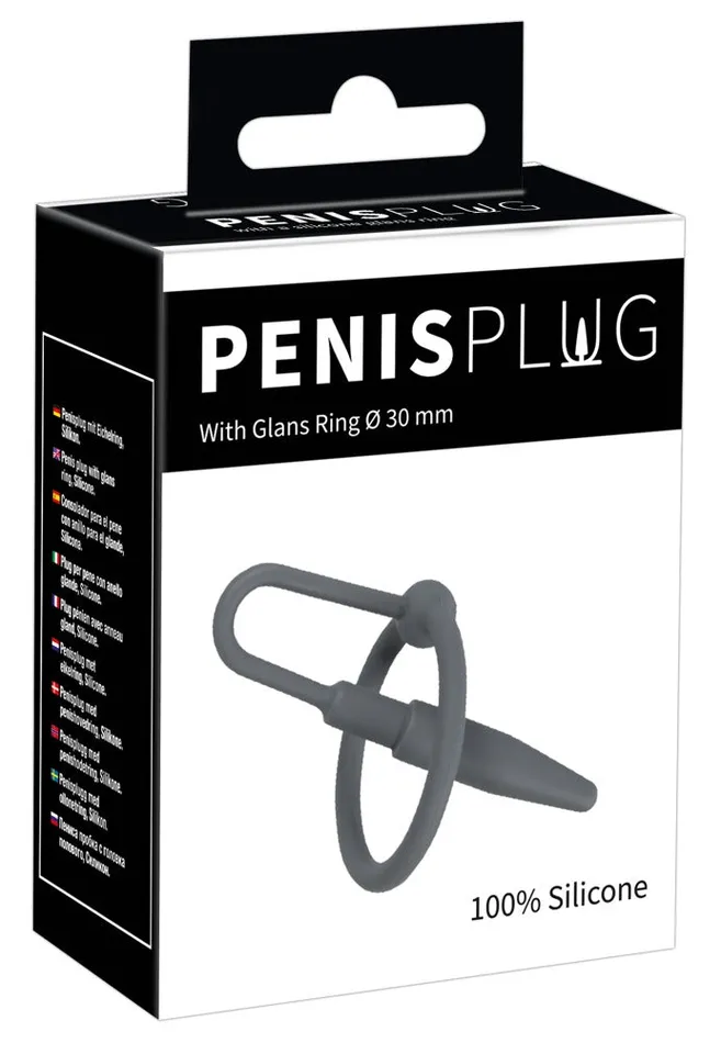 Orion Male Sex Toys Orion PenisPlug with Glans Ring and Dilator Grey Silicone Penis Plug