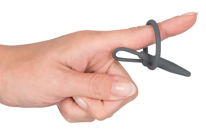Orion Male Sex Toys Orion PenisPlug with Glans Ring and Dilator Grey Silicone Penis Plug