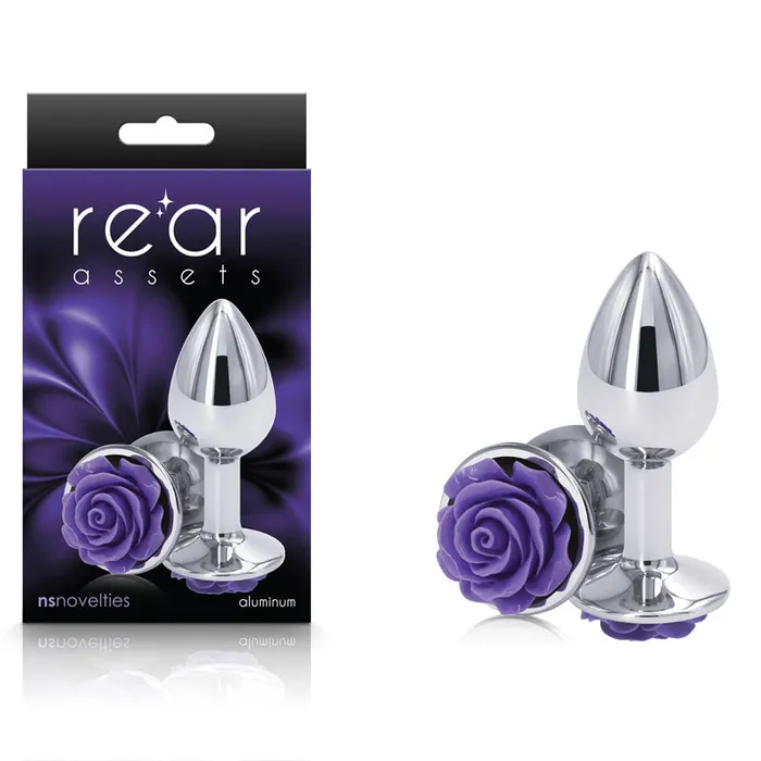 Small Metal Butt Plug with Purple Rose Base Lonbrook Anal