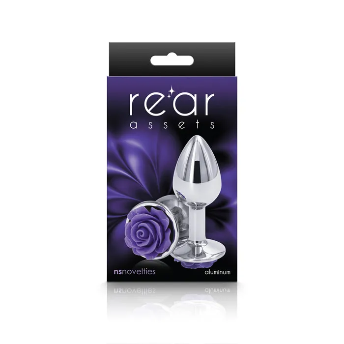 Small Metal Butt Plug with Purple Rose Base Lonbrook Anal