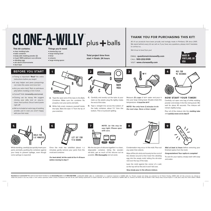 Clone A Willy Female Sex Toys Clone a Willy DIY Vibrating Silicone Penis with Balls Light Tone