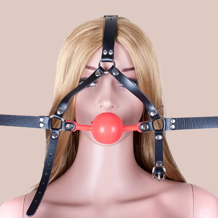 House of Chastity Male Sex Toys 48 mm Ball Gag With Lockable Head Harness