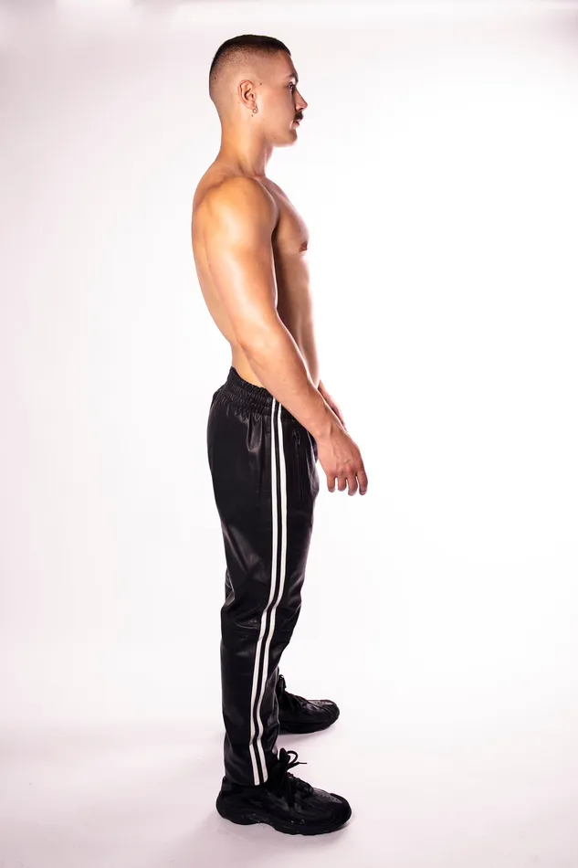 Prowler RED Leather Trackies BlackWhite Stripe Prowler RED Restraints