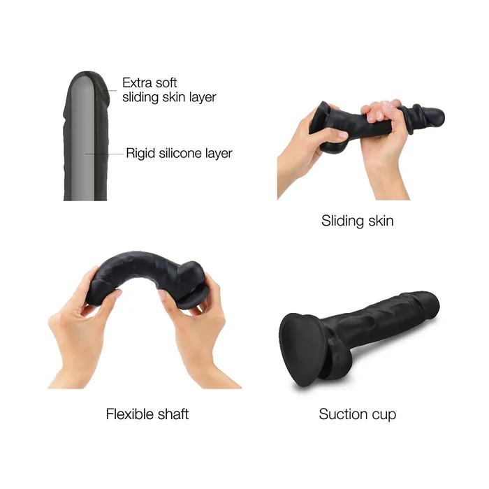 Strap On Me Female Sex Toys Strap On Me Sliding Skin Realistic Dildo L Black