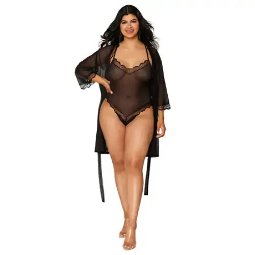 Anal Dreamgirl Mesh Robe Strappy Back Teddy With Lace Trim Black 1XL Hanging Dreamgirl International Anal Dreamgirl Mesh Robe Strappy Back Teddy With Lace Trim Black 1XL Hanging Dreamgirl International