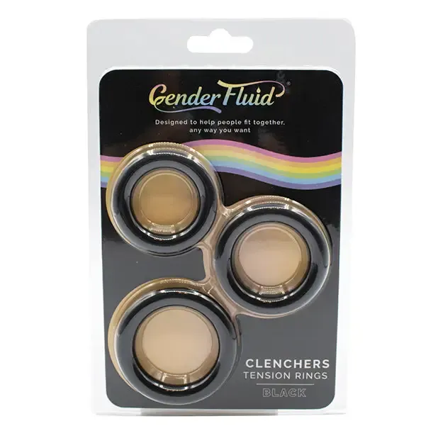 Anal Thank Me Now INC Gender Fluid Clenchers Tension Ring Set Black