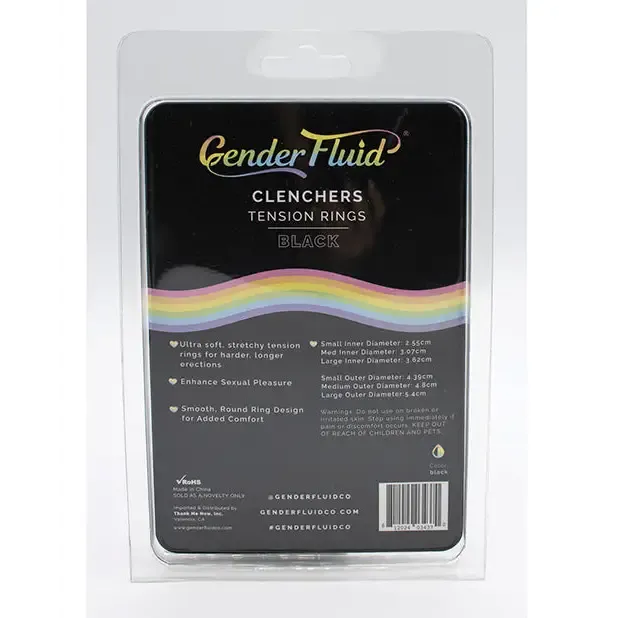 Anal Thank Me Now INC Gender Fluid Clenchers Tension Ring Set Black Anal Thank Me Now INC Gender Fluid Clenchers Tension Ring Set Black