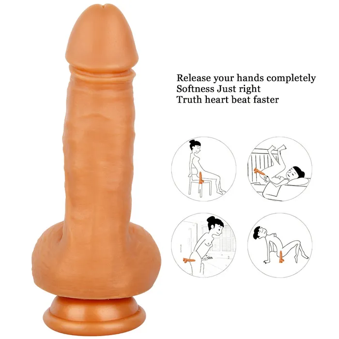 B64 Realistic Dual Density Liquid Silicone Suction Cup Dildo with Balls 79 Inch Modi Female Sex Toys
