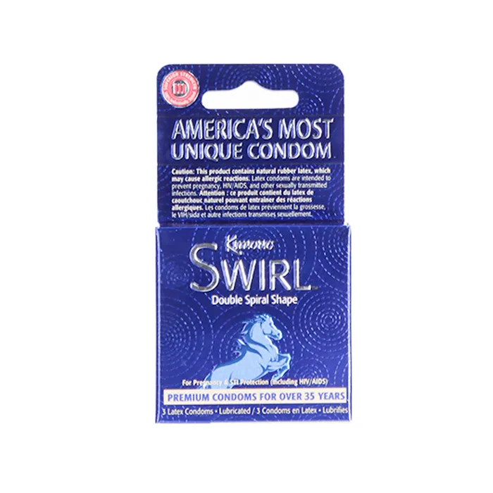 Dildos Kimono Kimono Swirl Double Spiral Shape Condoms 3 Pack