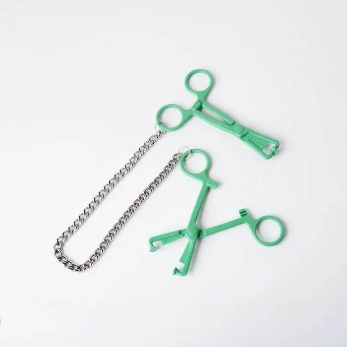 Female Sex Toys Green Tube Clamps on Chain REGULATION