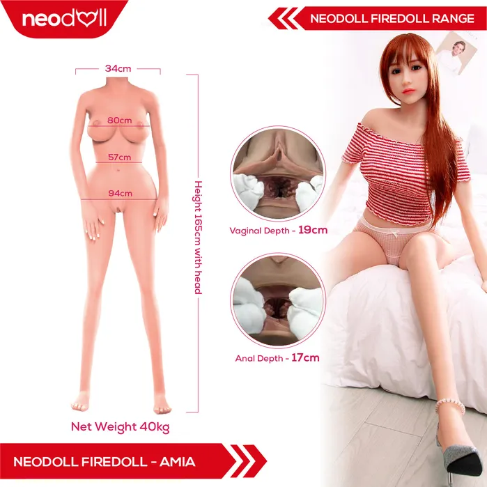 Fire Doll Male Sex Toys Fire Doll Amia Realistic Sex Doll Tongue included 165cm Natural