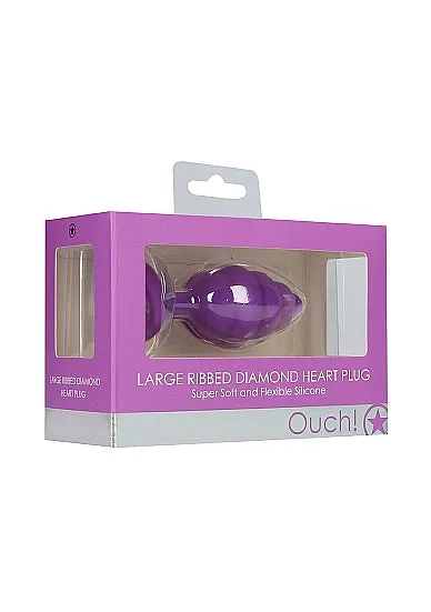 HonourSkintwocom Anal Large Ribbed Diamond Heart Plug Purple