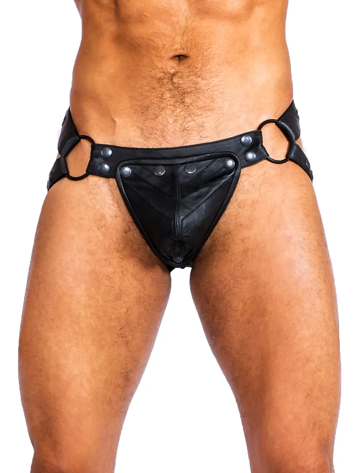 Leather Jockstrap All Black One Size HonourSkintwocom Mens Underwear