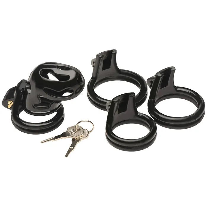 Male Sex Toys XR Brands Master Series Hard Stop Double Ring Chastity Cage