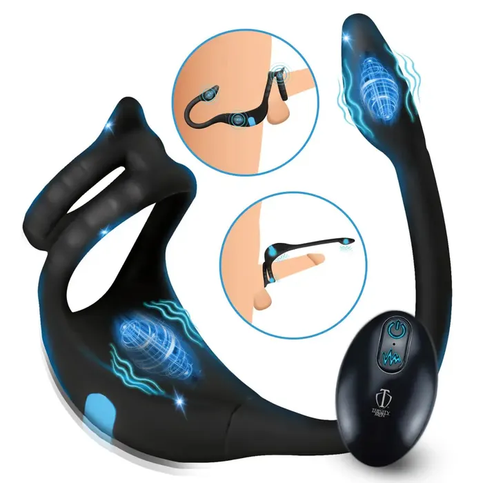 Male Sex Toys XR Brands Vibrating Silicone Cock Ring And Anal Stimulator