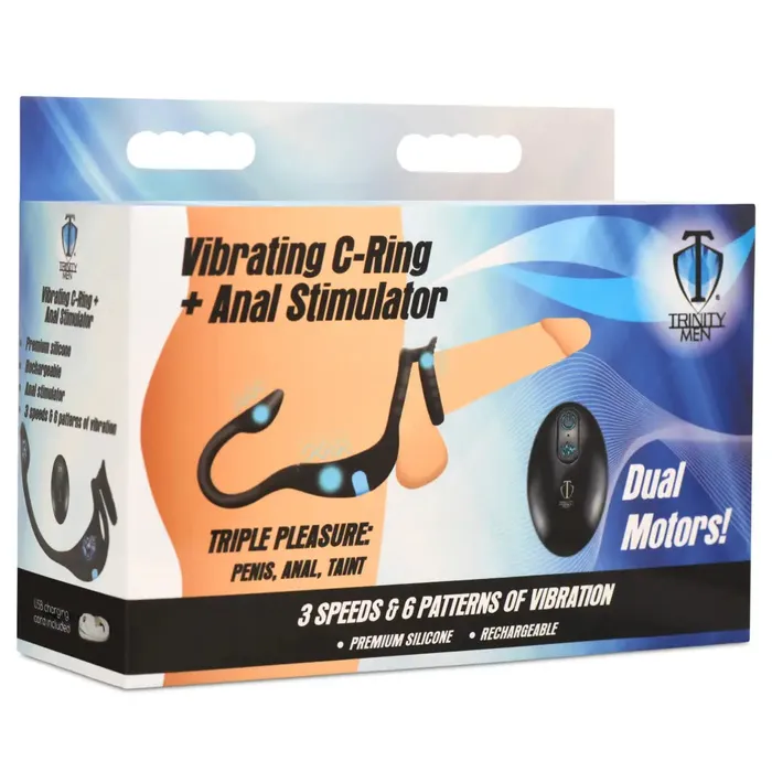 Male Sex Toys XR Brands Vibrating Silicone Cock Ring And Anal Stimulator