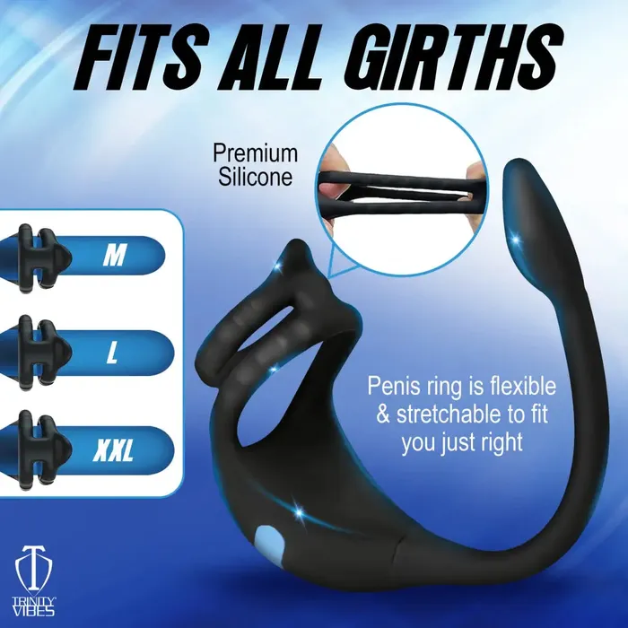 Male Sex Toys XR Brands Vibrating Silicone Cock Ring And Anal Stimulator