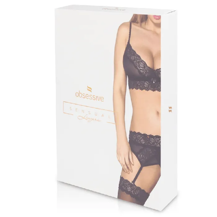 Obsessive Anal Obsessive Sexy Lingerie Two piece set 010 Black SM