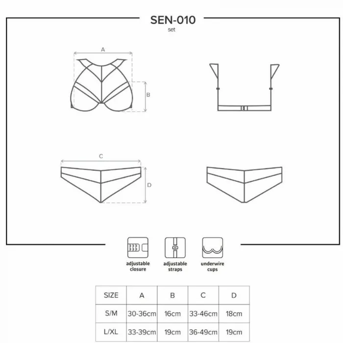 Obsessive Anal Obsessive Sexy Lingerie Two piece set 010 Black SM