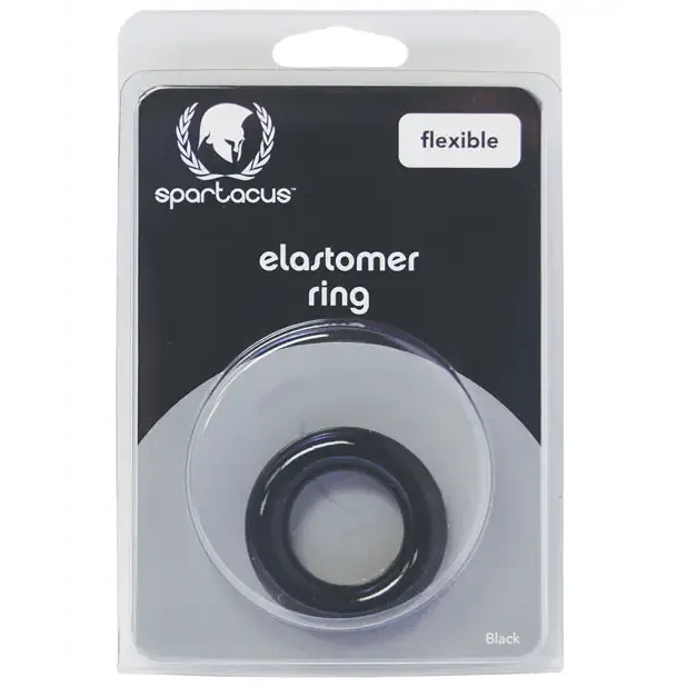 Relaxed Fit Elastomer Cock Ring Black Spartacus Male Sex Toys