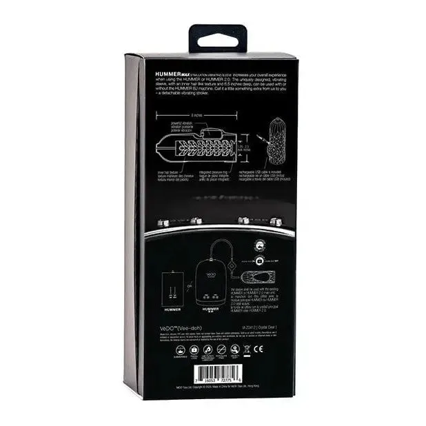 Vedo Hummer Max Rechargeable Vibrating Sleeve Black Pearl VDO Male Sex Toys Vedo Hummer Max Rechargeable Vibrating Sleeve Black Pearl VDO Male Sex Toys