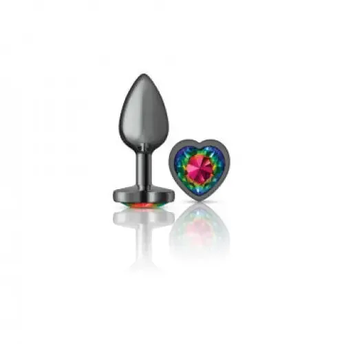 Viben Anal Cheeky Charms Heart Rainbow Gunmetal Butt Plug