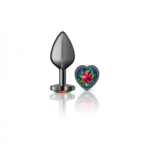 Viben Anal Cheeky Charms Heart Rainbow Gunmetal Butt Plug
