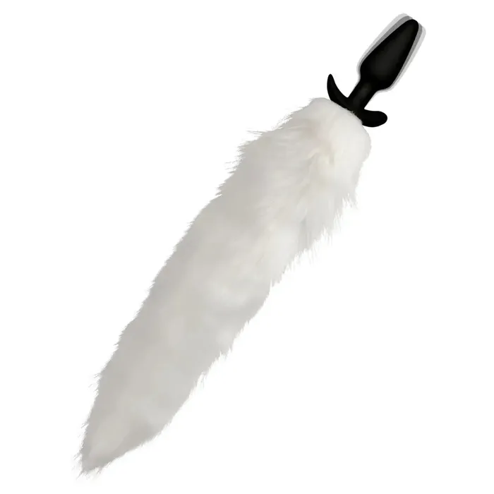 Vibrating Remote Control White Fox Tail Slender Anal Plug Tailz Male Sex Toys