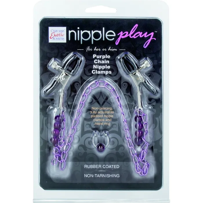 Vibrators CalExotics CalExotics Purple Chain Nipple Clamps