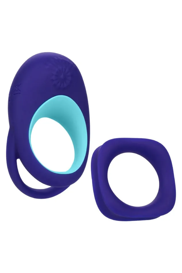 Cal Exotics Male Sex Toys Cal Exotics Link Up Alpha Cock Ring Set Blue