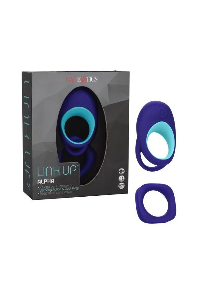 Cal Exotics Male Sex Toys Cal Exotics Link Up Alpha Cock Ring Set Blue