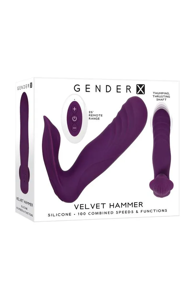 Evolved Vibrators Gender X Velvet Hammer Thrusting Dual Vibrator Purple