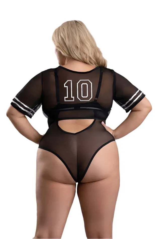Fantasy Lingerie Play Go Deep Football Costume Set Black Plus Size Fantasy Lingerie Anal